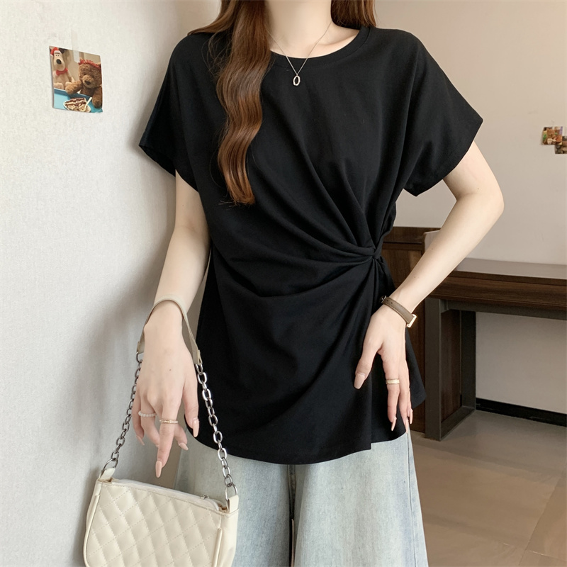 シンプルファッション シンプル不規則デザイン半袖Tシャツ