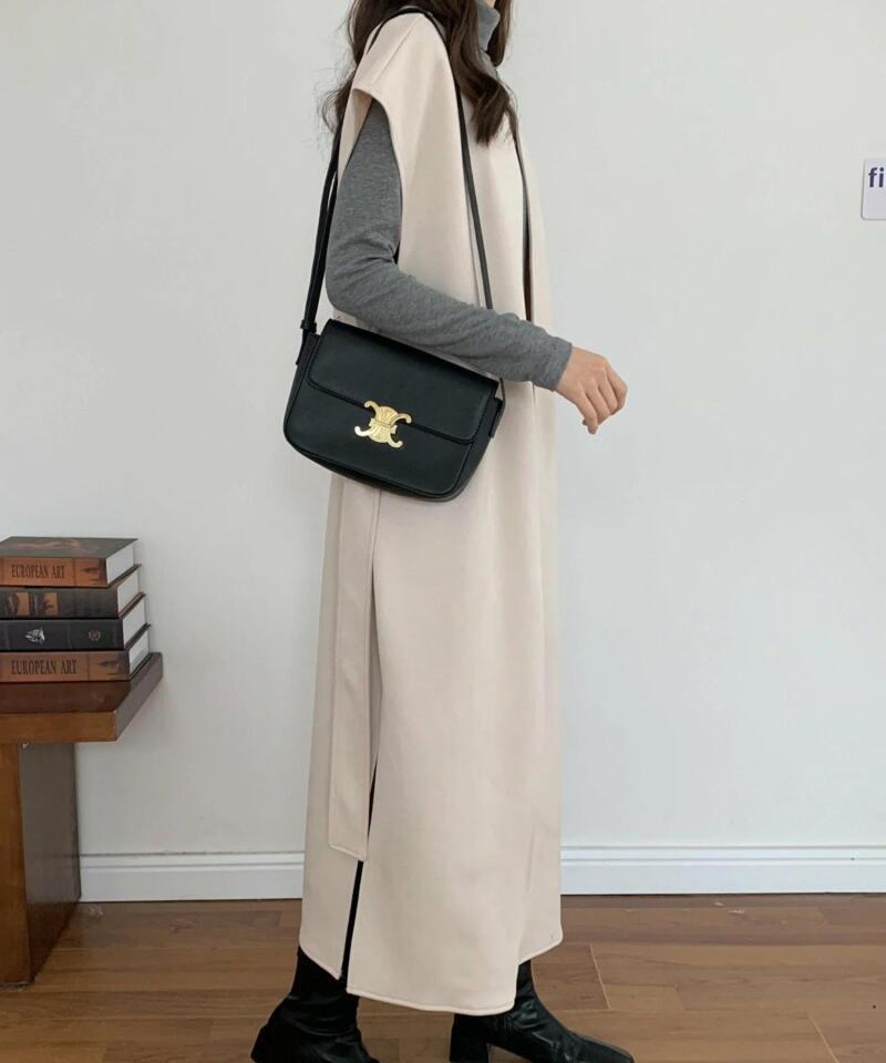 シンプルコーデ 秋冬新作 無地ロングコート 厚手マント レディース