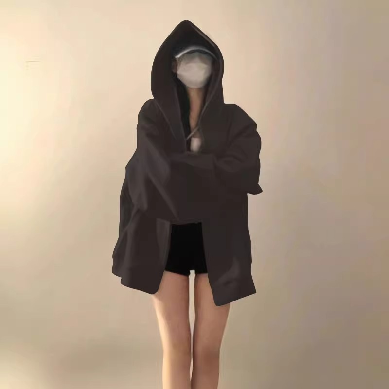 シンプルファッション シンプルゆるシルエットフードパーカー