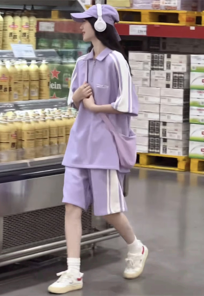シンプルファッション 襟付きラインデザインセットアップ