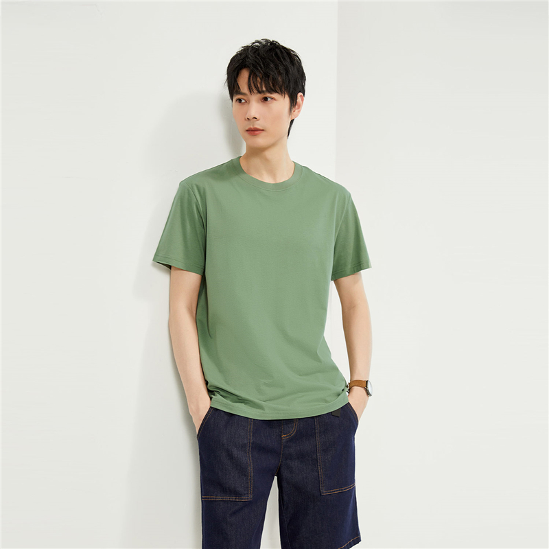 シンプルファッション 純綿素材シンプル丸首半袖Tシャツ