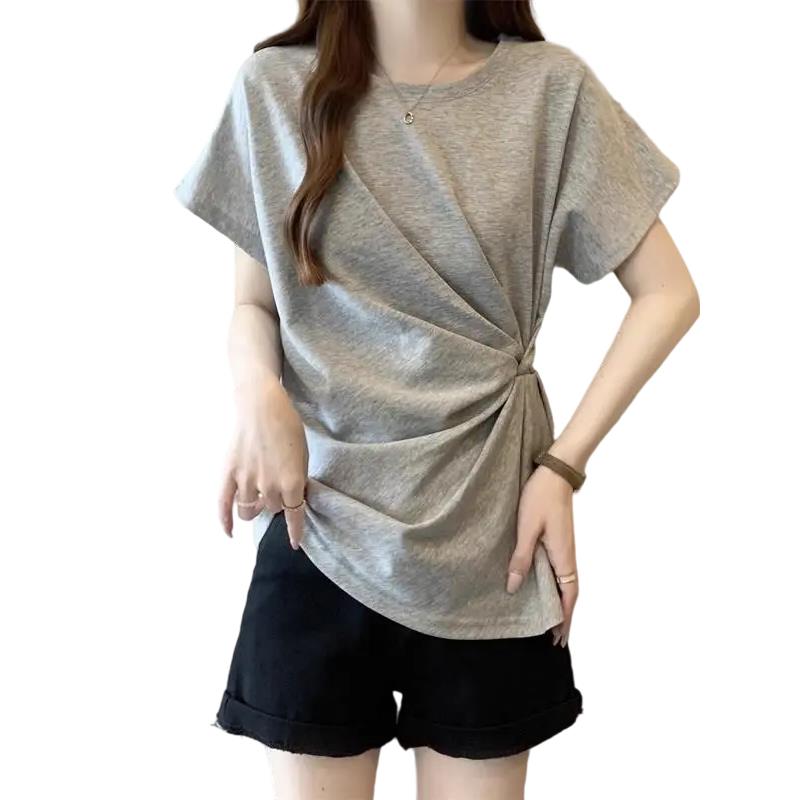 シンプルファッション シンプル不規則デザイン半袖Tシャツ