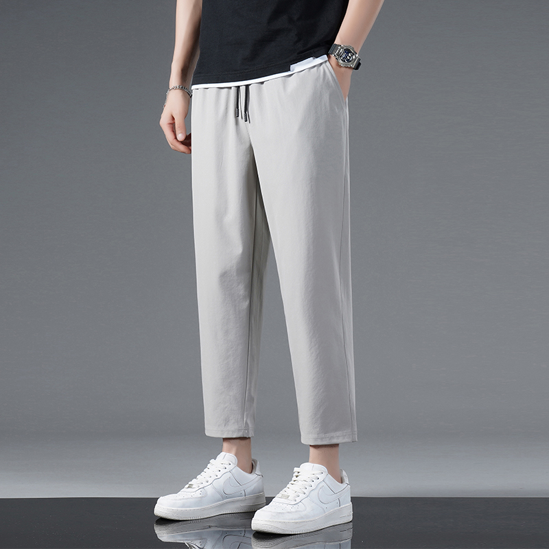 シンプルファッション シルキータッチ速乾ストレートパンツ
