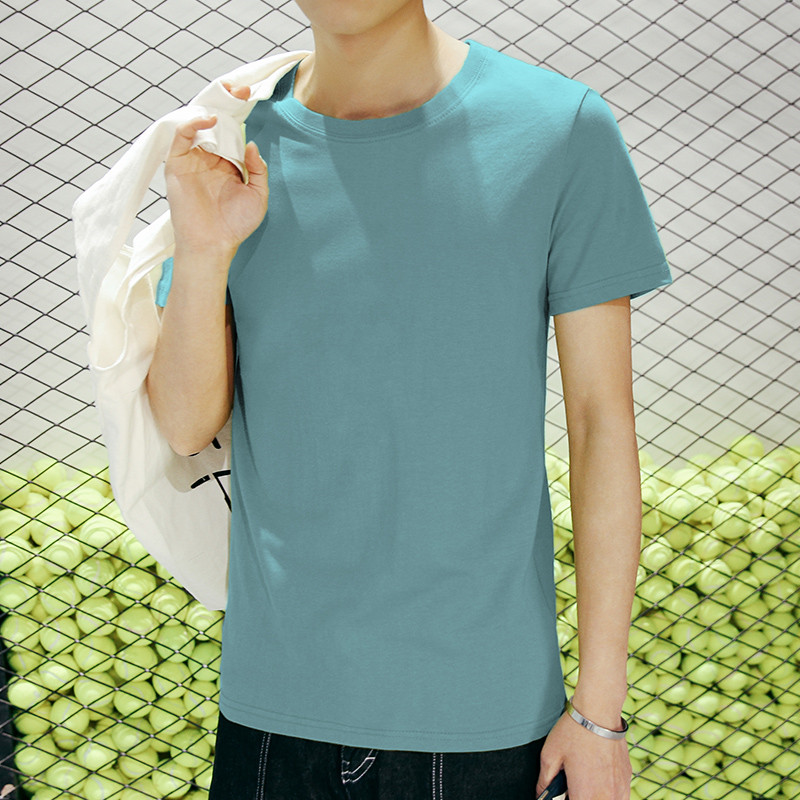 シンプルファッション シンプル無地丸首半袖Tシャツ