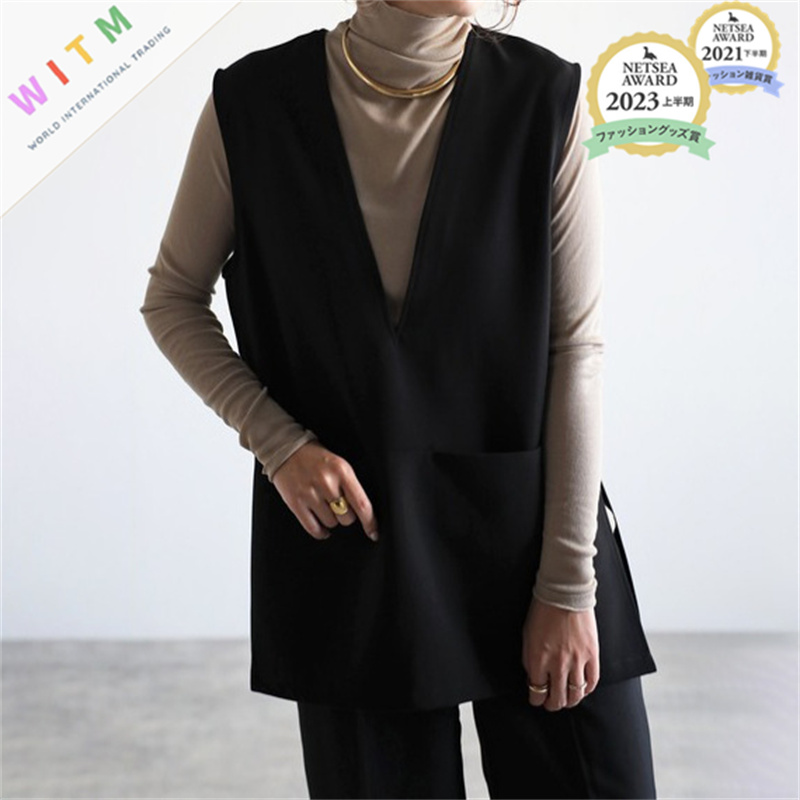 シンプルファッション 新作ブイネックベスト レディース春夏無地重ね着