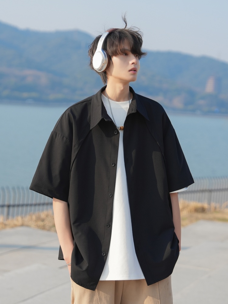 シンプルファッション ゆったり快適半袖シャツ