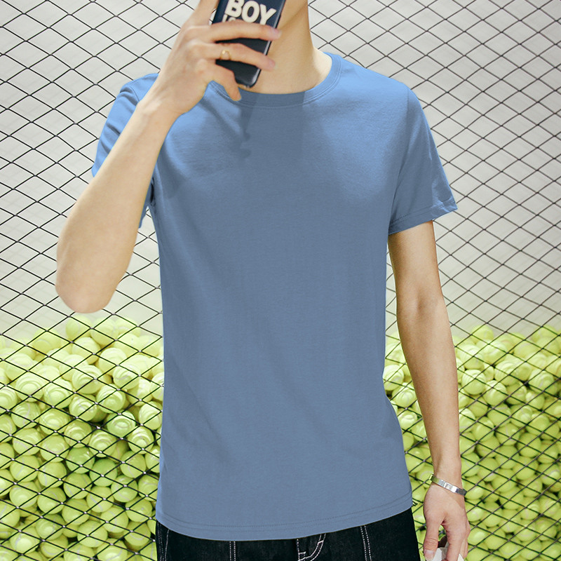 シンプルファッション シンプル無地丸首半袖Tシャツ
