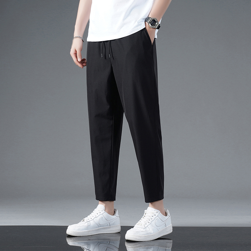 シンプルファッション シルキータッチ速乾ストレートパンツ