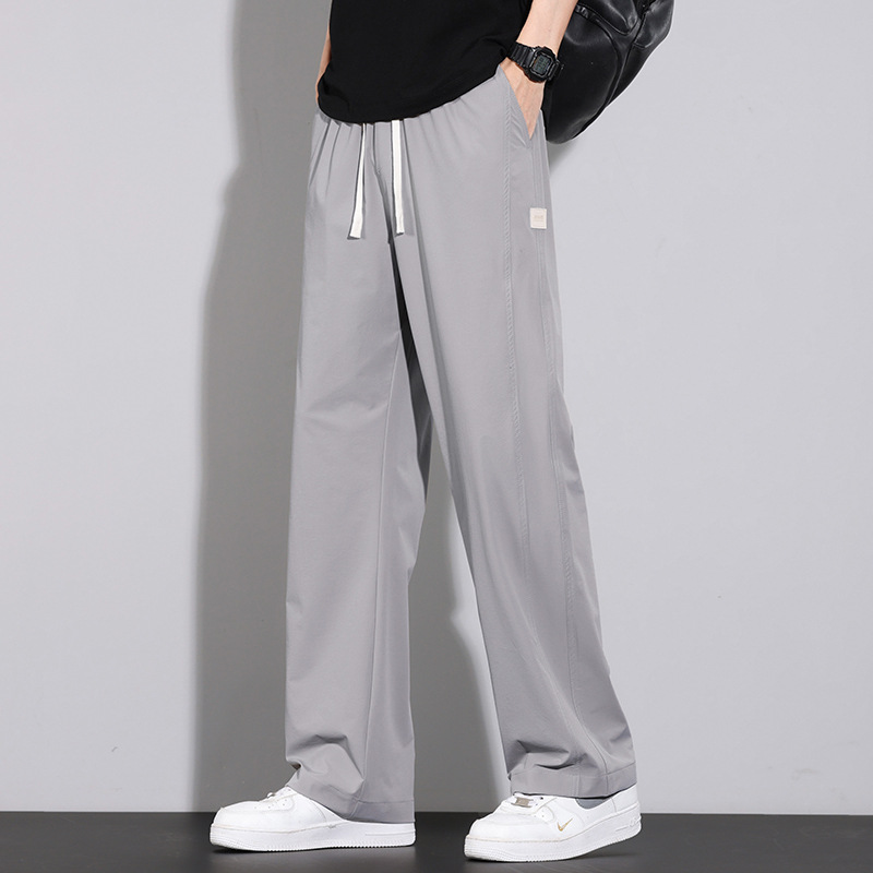 シンプルファッション 速乾素材ワイドストレートパンツ