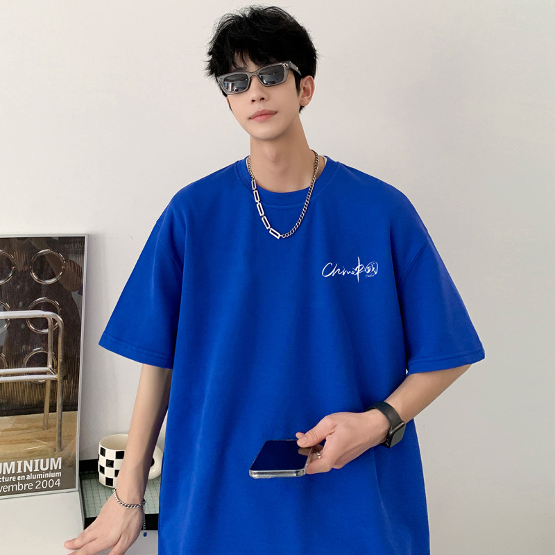 シンプルファッション ゆったりシルエット 純綿半袖Tシャツ