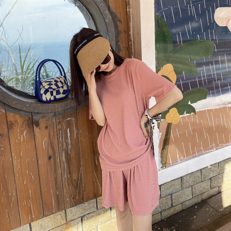 シンプルファッション シンプル半袖ルームウェア上下セット