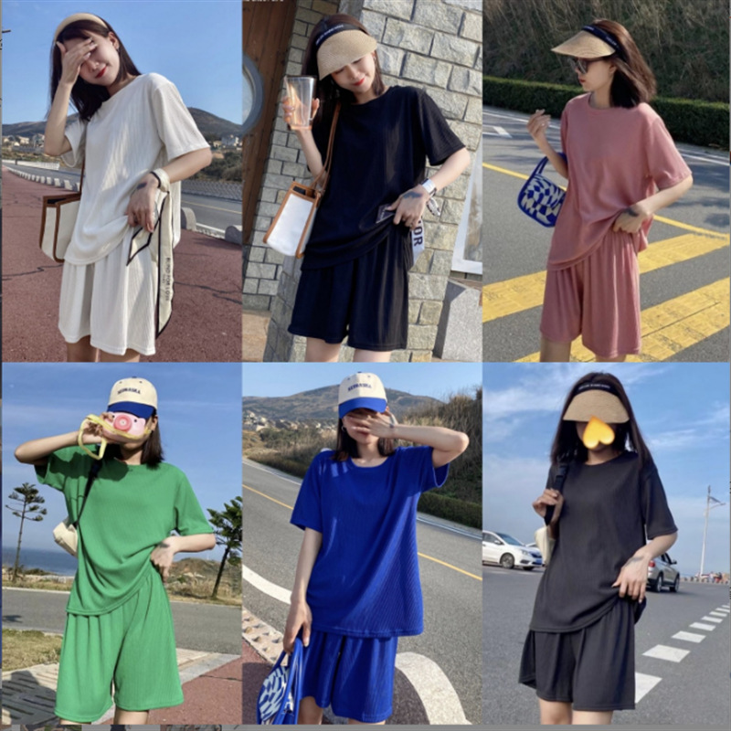シンプルファッション シンプル半袖ルームウェア上下セット