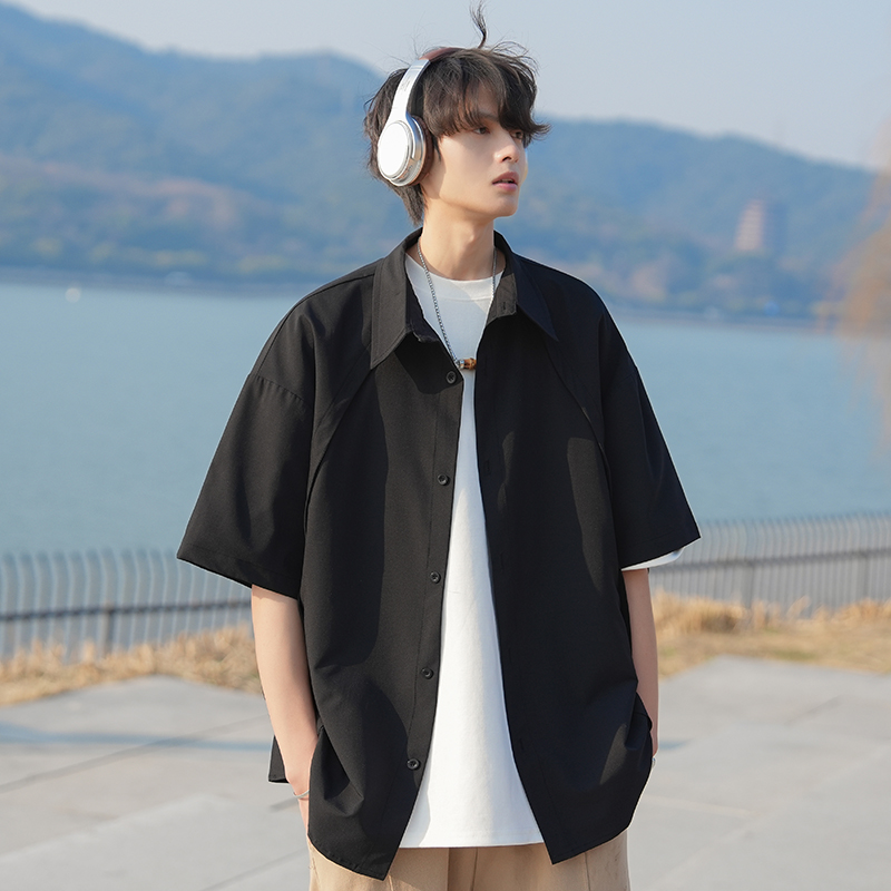 シンプルファッション ゆったり快適半袖シャツ
