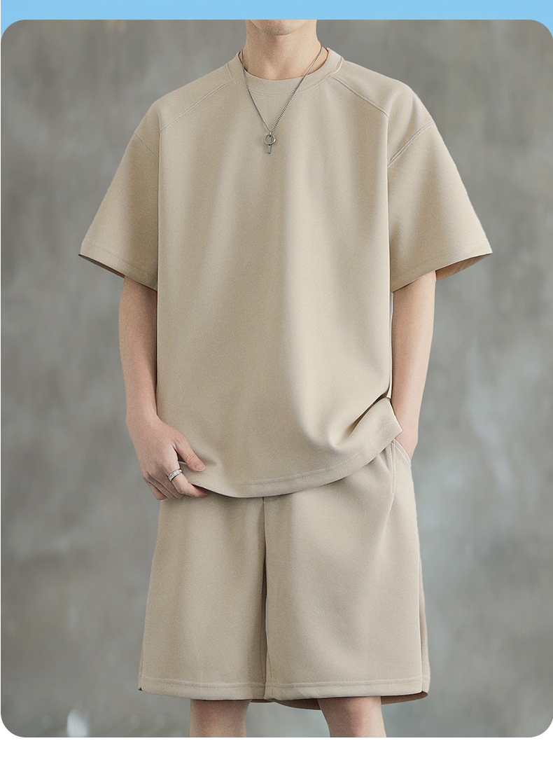 シンプルファッション シンプル上質感セットアップ 半袖ショートパンツ