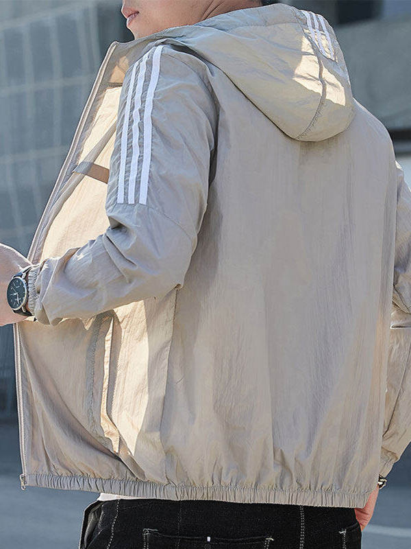 シンプルファッション 軽量フード付き速乾ジャケット