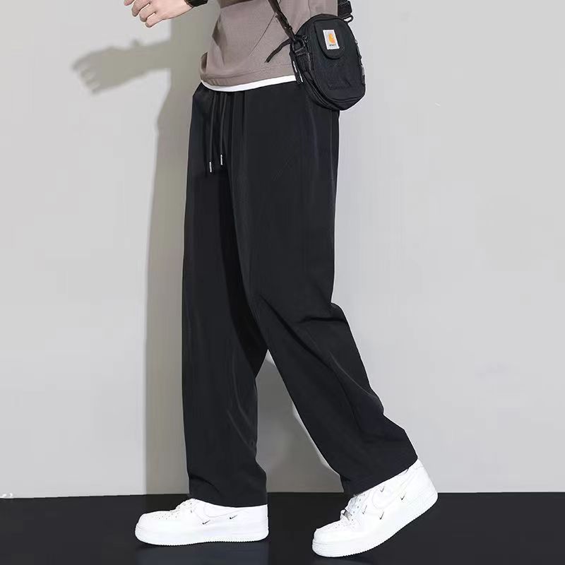 シンプルファッション 薄手ストレートワイドパンツ