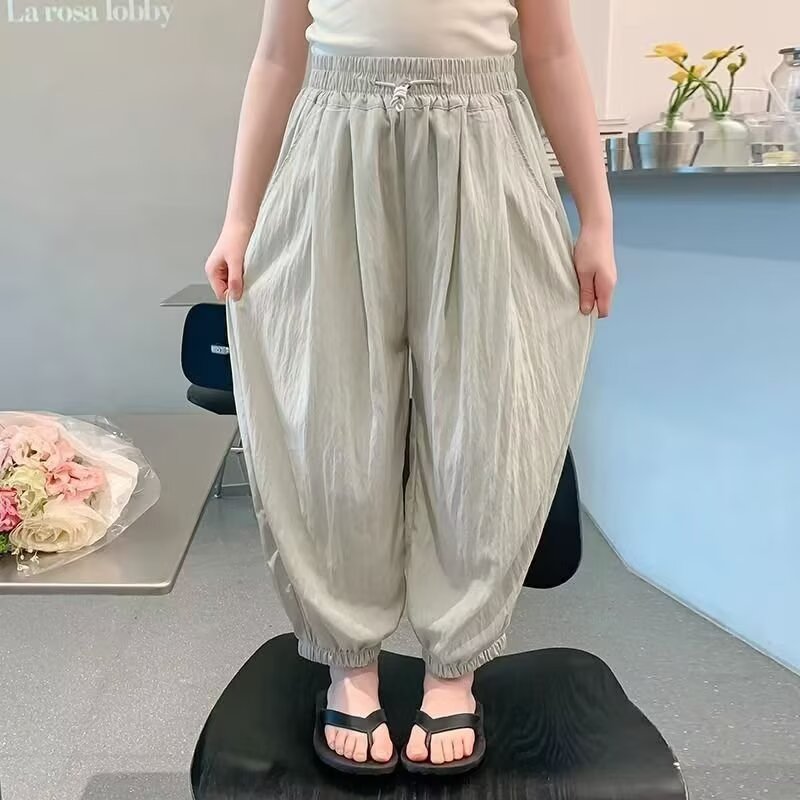 シンプルファッション ゆったりシルエット薄手ロングパンツ