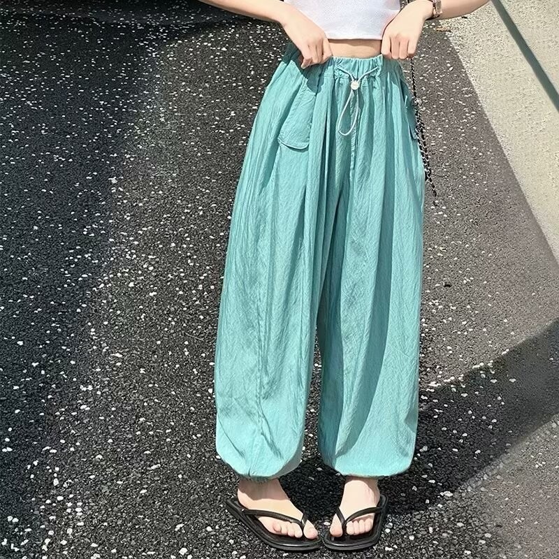 シンプルファッション ゆったりシルエット薄手ロングパンツ