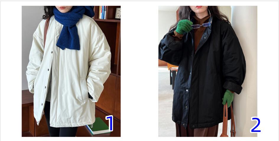 シンプルファッション レディース中綿入りロングジャケット