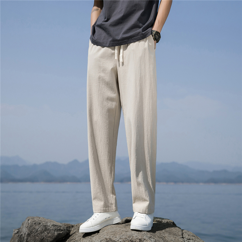 シンプルファッション コットン100％ ゆったりストレートパンツ
