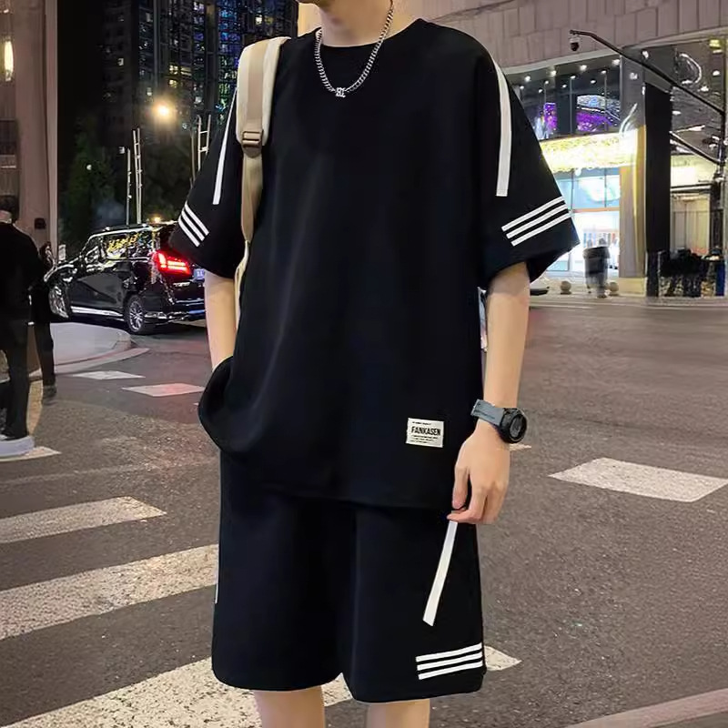 シンプルファッション ラインデザインセットアップ上下セット