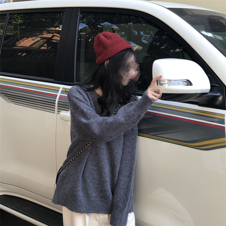 シンプルファッション 厚手ゆったりニットセーター レトロ風