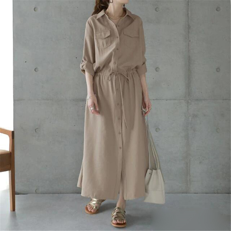 リラックスシャツワンピース シンプルファッション