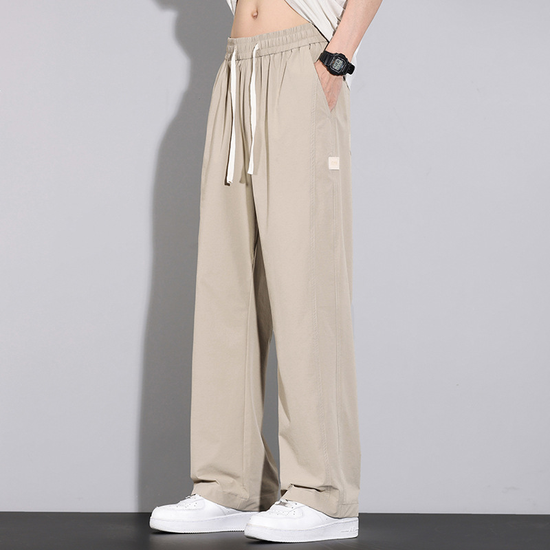 シンプルファッション 速乾素材ワイドストレートパンツ