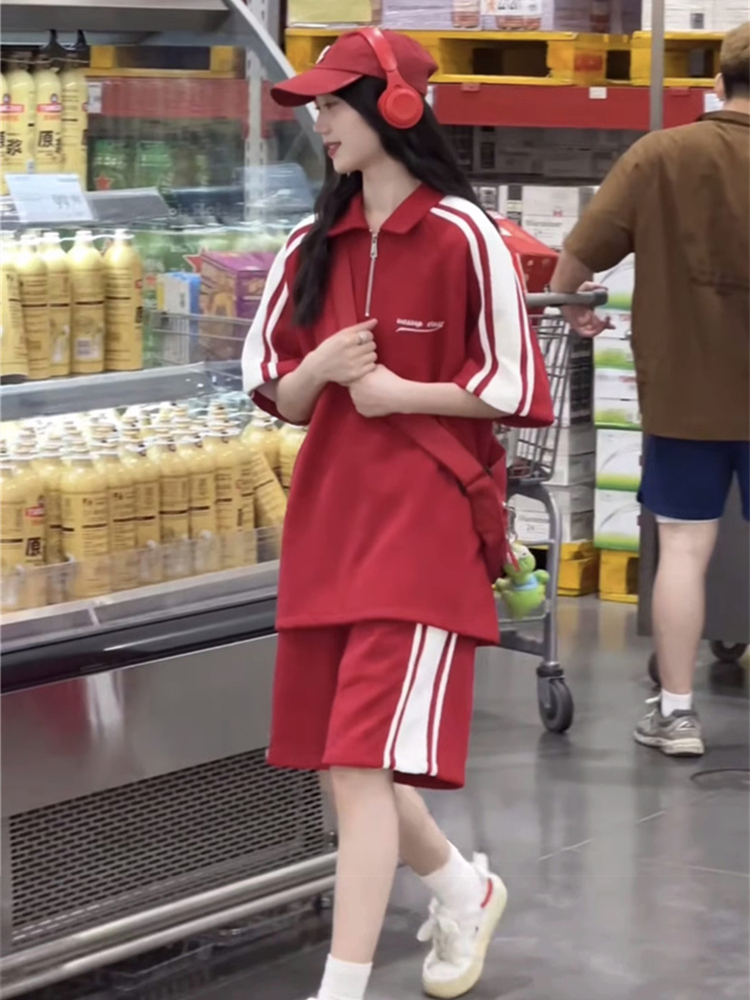 シンプルファッション 襟付きラインデザインセットアップ