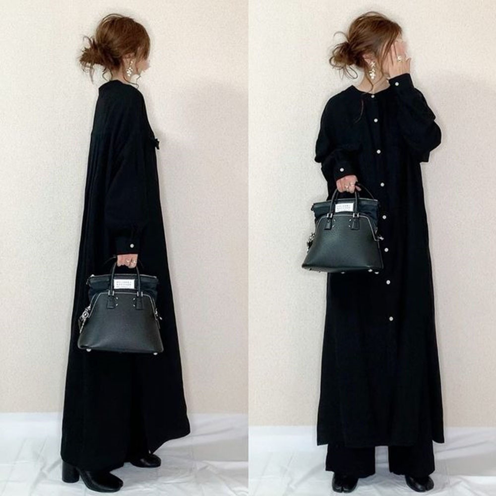 シンプルファッション シングルボタン ロング丈シャツワンピース