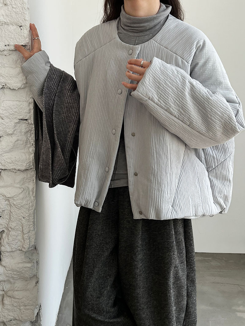 シンプルファッション リブ編みキルティングジャケット