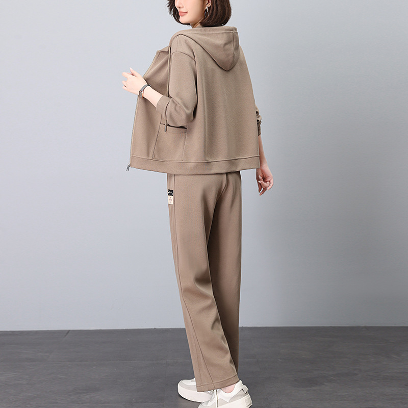 シンプルファッション シンプル上品パーカー上下セット