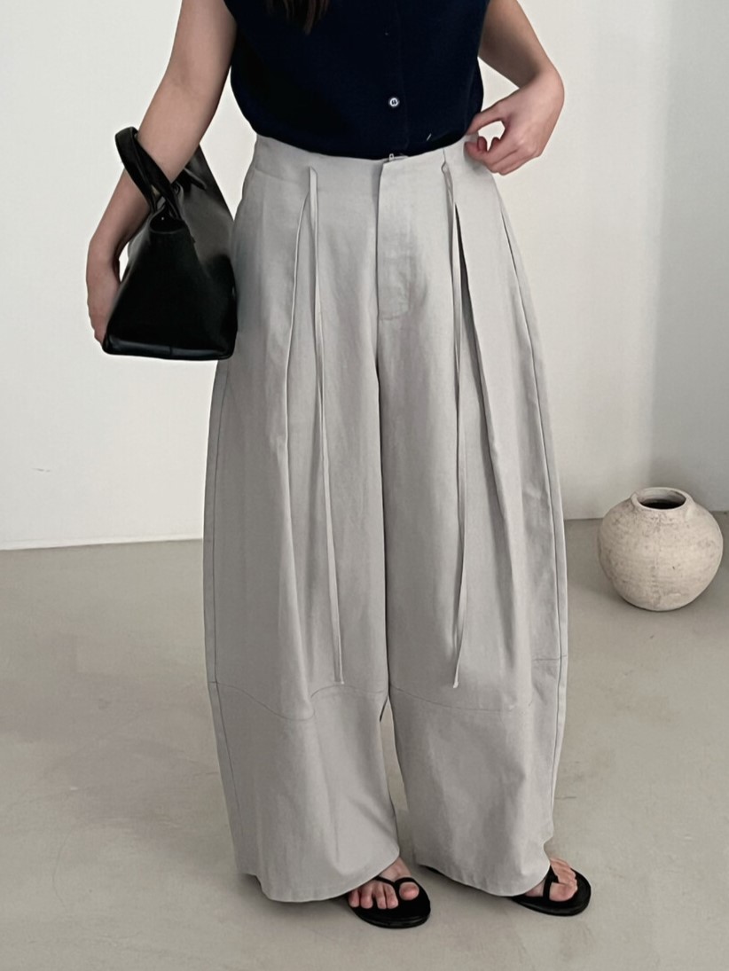シンプルファッション 春新作 韓国風ワイドプリーツパンツ