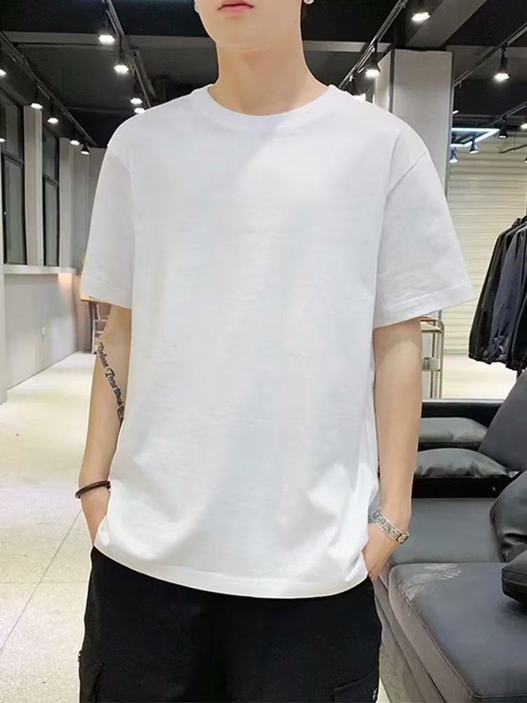 シンプルファッション シンプル五分袖オーバーサイズTシャツ