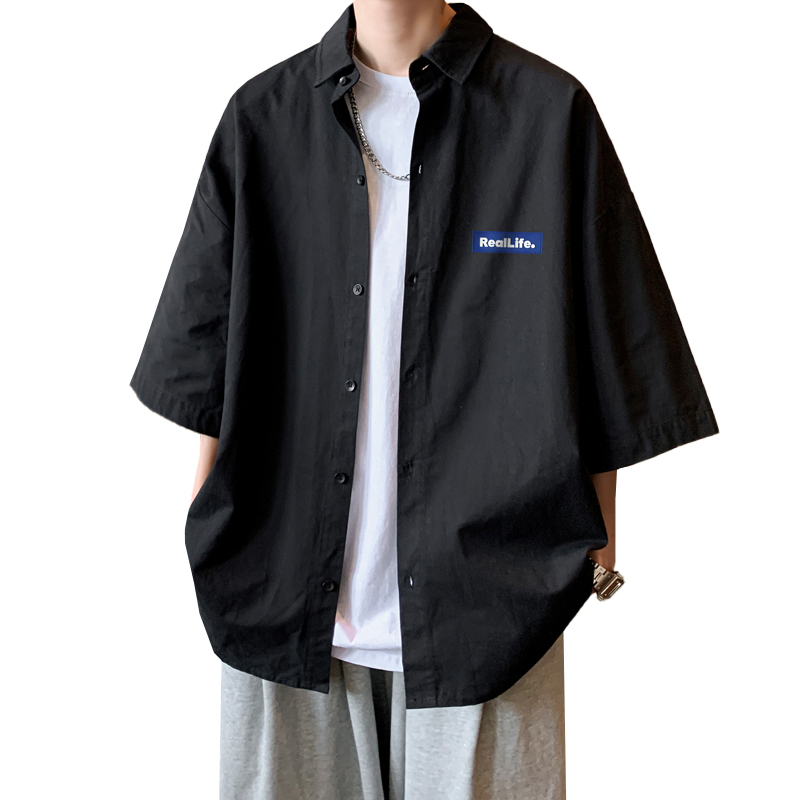 シンプルファッション 涼感素材ゆったり半袖シャツ