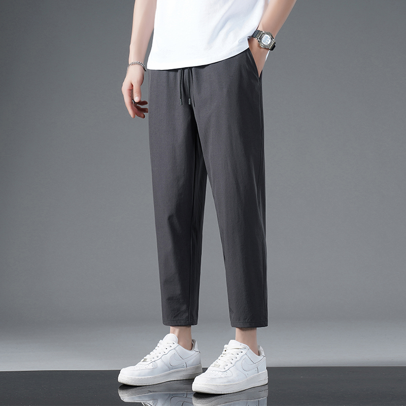 シンプルファッション シルキータッチ速乾ストレートパンツ