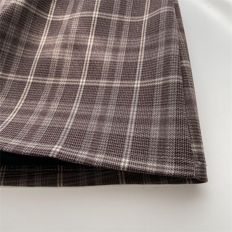 シンプルファッション チェック柄ハイウエストミニスカート秋冬