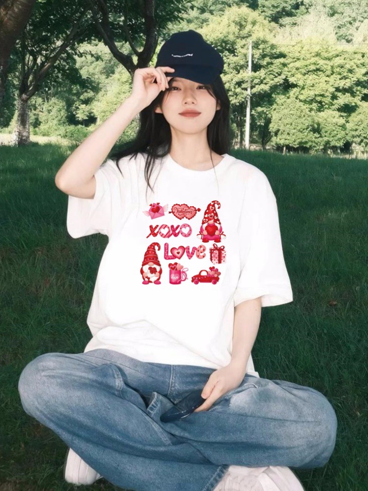 シンプルファッション コットン素材ゆったり半袖Tシャツ
