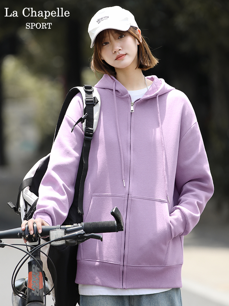 シンプルファッション フード付き薄手ジップアップパーカー
