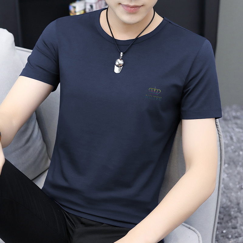 シンプルファッション モダールひんやり半袖クルーネックTシャツ