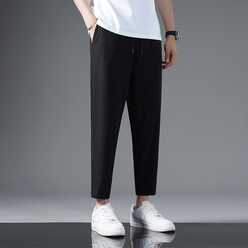 シンプルファッション シルキータッチ速乾ストレートパンツ