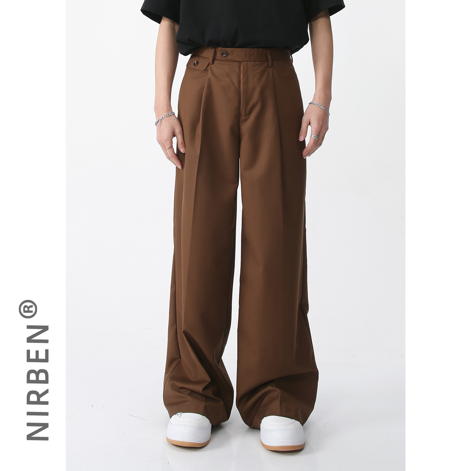 シンプルファッション ゆったりシルエット レトロ風ドレスパンツ