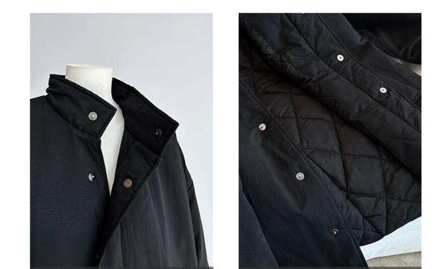 シンプルファッション レディース中綿入りロングジャケット