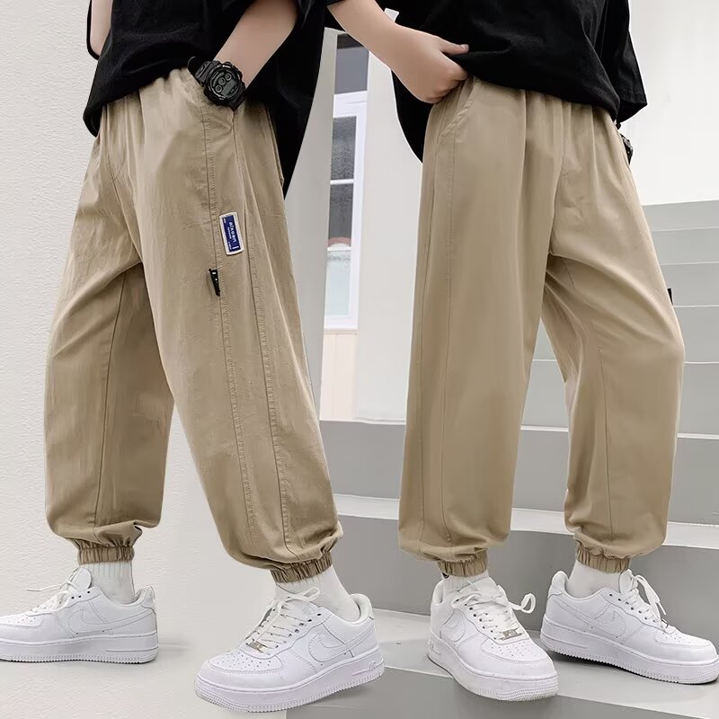 シンプルファッション 子供用薄手クロップドパンツ