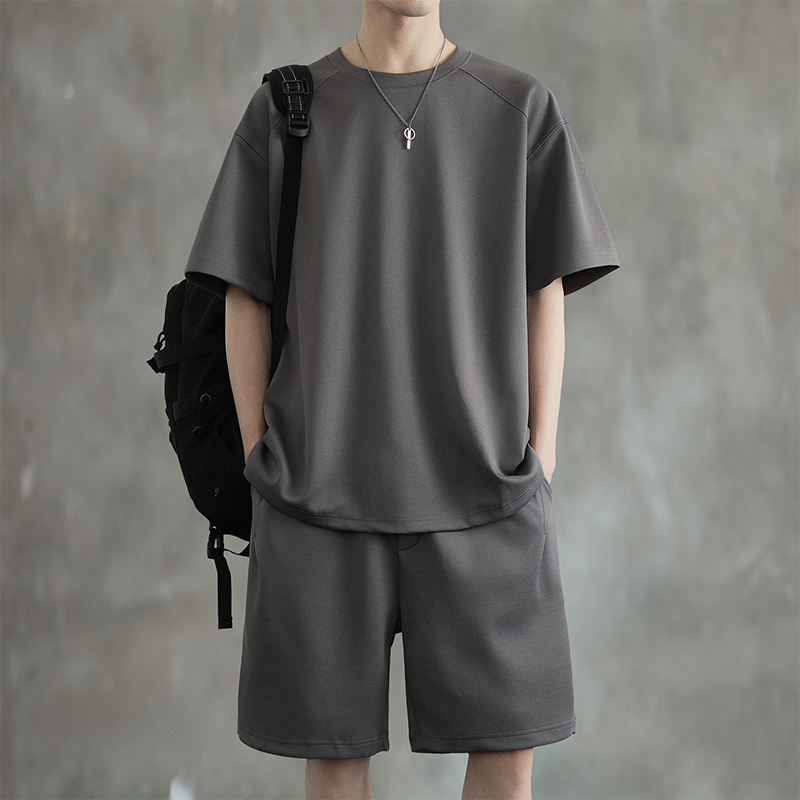 シンプルファッション シンプル上質感セットアップ 半袖ショートパンツ