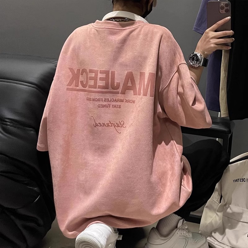 シンプルファッション レトロロゴオーバーサイズ半袖Tシャツ
