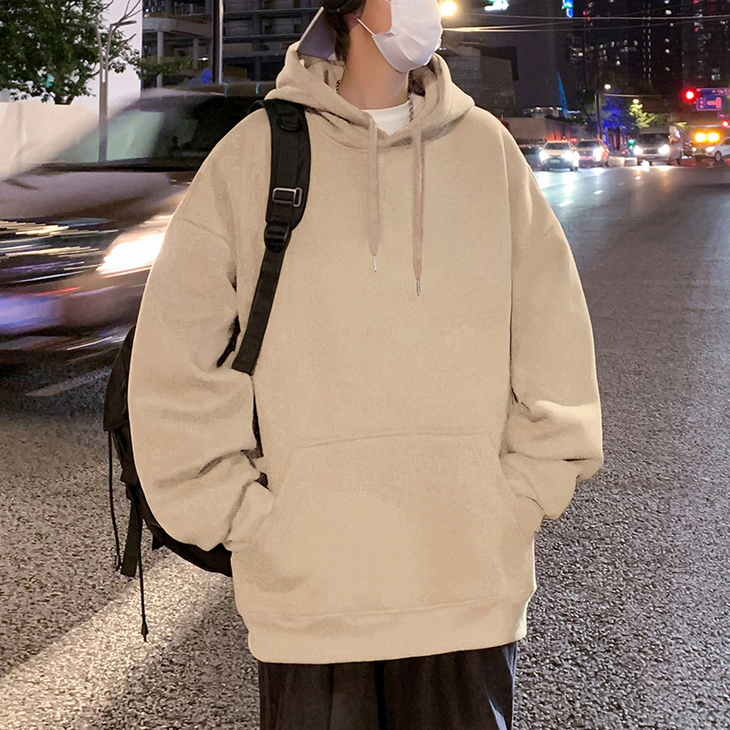 シンプルファッション ゆったり純綿フーディーパーカー