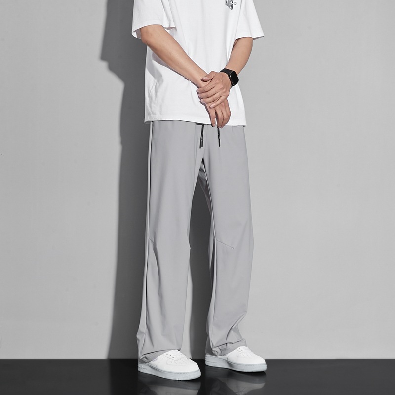 シンプルファッション 冷感ストレートシルキーパンツ