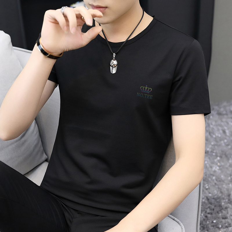 シンプルファッション モダールひんやり半袖クルーネックTシャツ