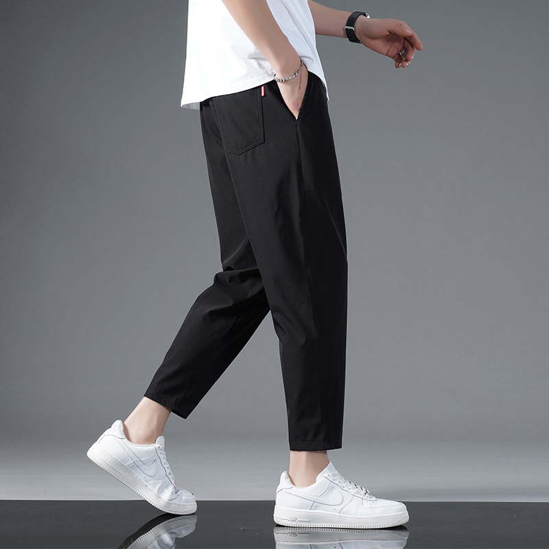 シンプルファッション シルキータッチ速乾ストレートパンツ
